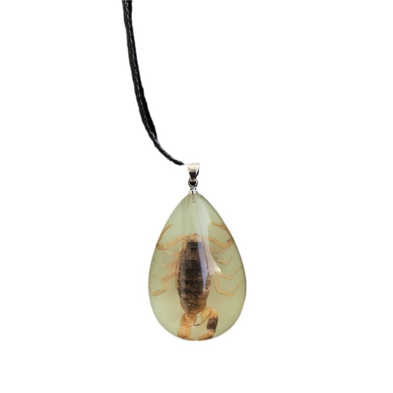 Wholesale 6pcs Scorpion Amber Real Insect Luminous Pendant Specimen Necklace